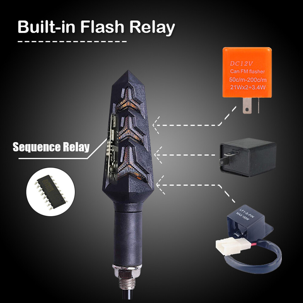 4X Sequential Motorcycle LED Turn Signals Flowing Water Blinker Lights indicator