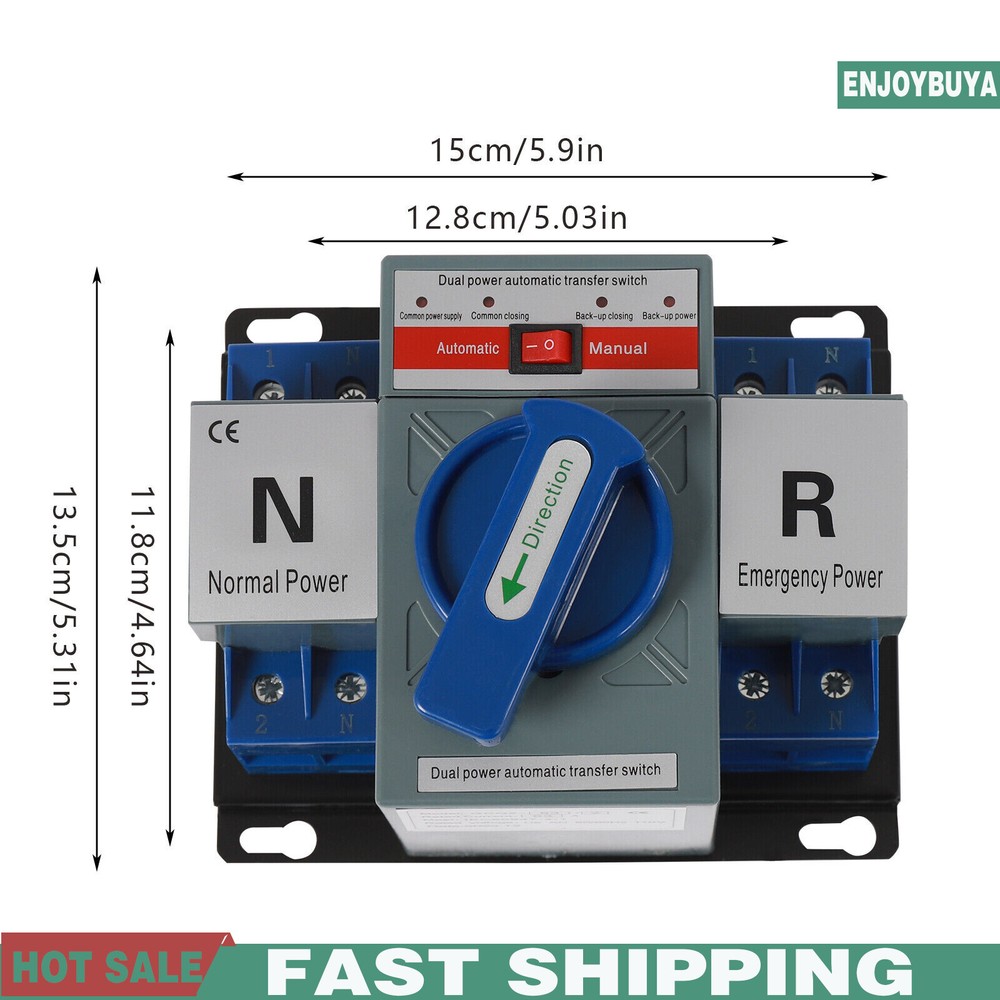AC110V 2P 63A Mini Dual Power Automatic Transfer Switch Toggle Control Converts