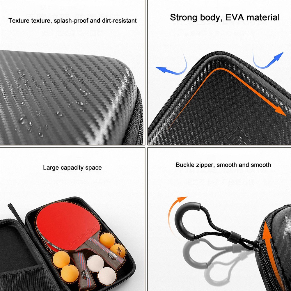 Table Tennis Racket Storage Hard Case Waterproof Ping Pong Paddle Protective Bag