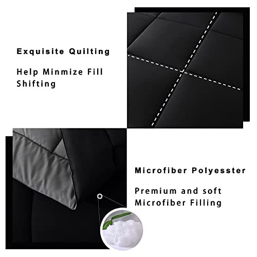 3-Piece Queen Comforter Set - Down Alternative, Black/Grey