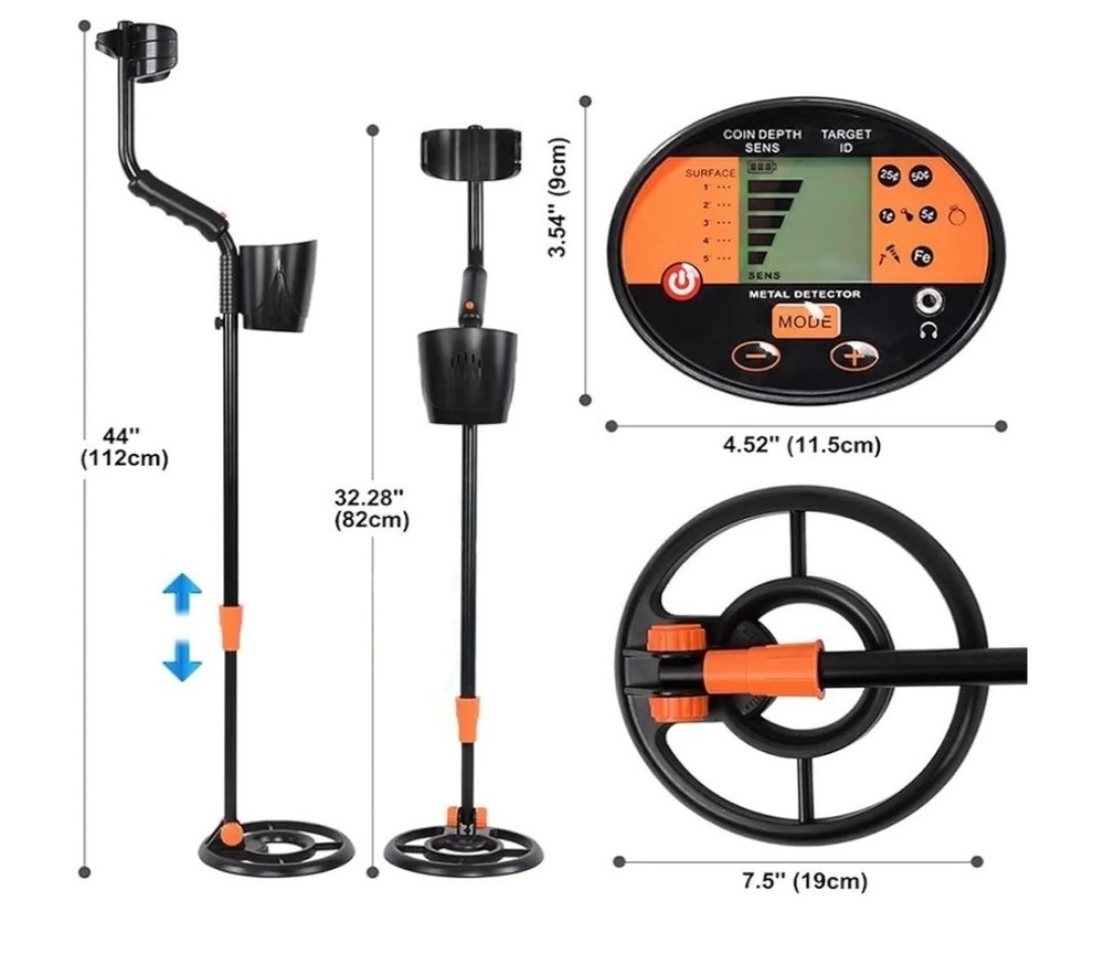 Metal Detector with Waterproof Coil, Backlight LCD Display, Adjustable Lightweig