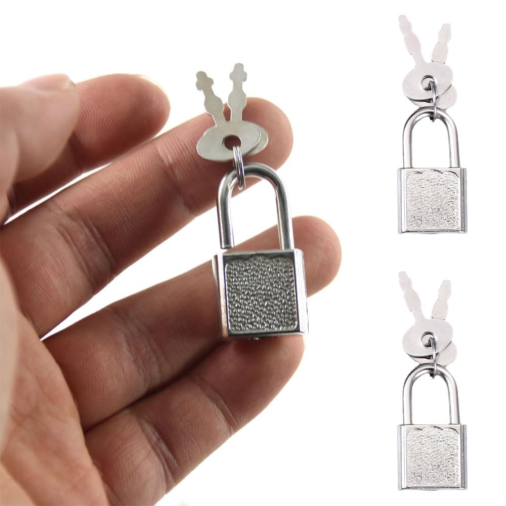 10Pcs Mini Cute Diary Padlock, Tiny Luggage Lock with Keys, Small Silver