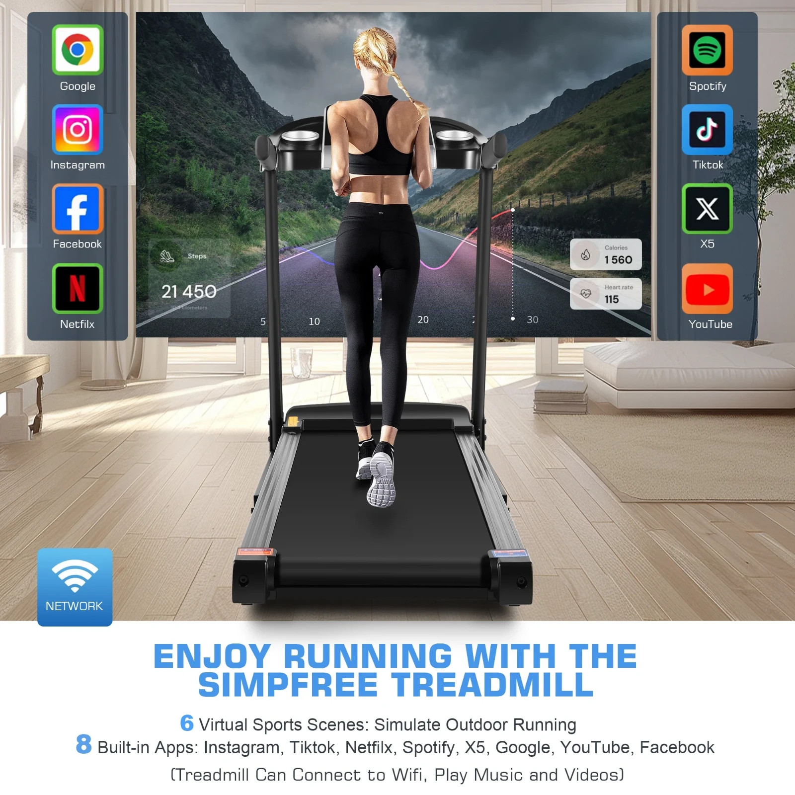 Heavy Duty Treadmill 2.5-3.5HP Treadmill Machine High Quality Treadmill for Home