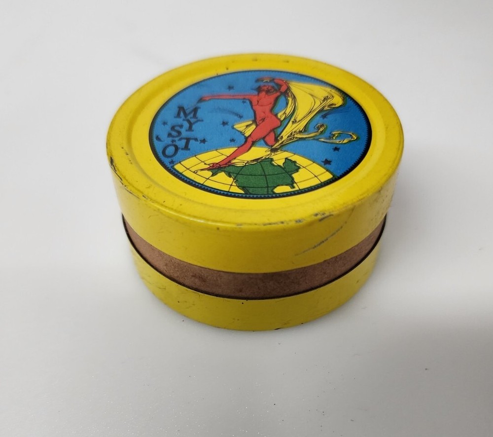 Gilbert Mysto Magic Red Devil Double Sided Tin Round with Insert 1930s