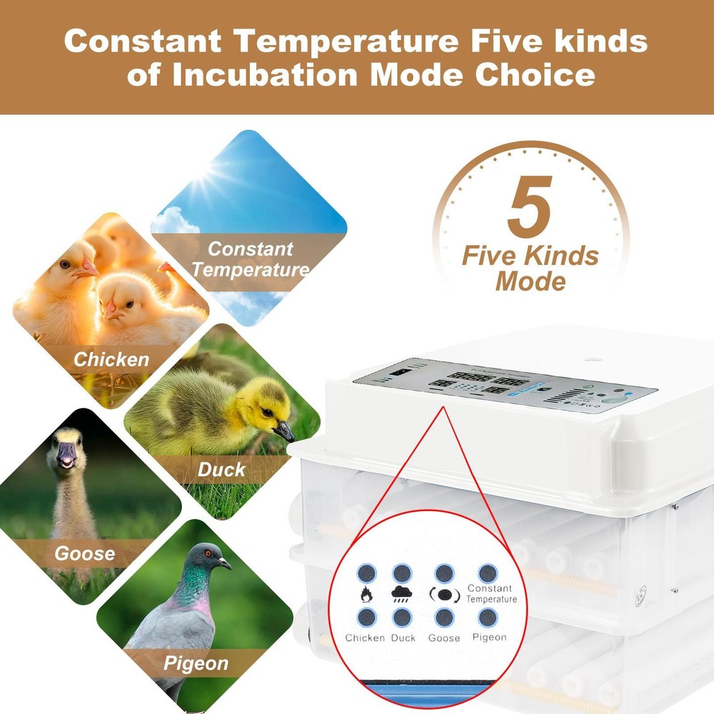 Incubator Automatic Digital Chicken Egg Hatcher 120 Eggs Temperature Control