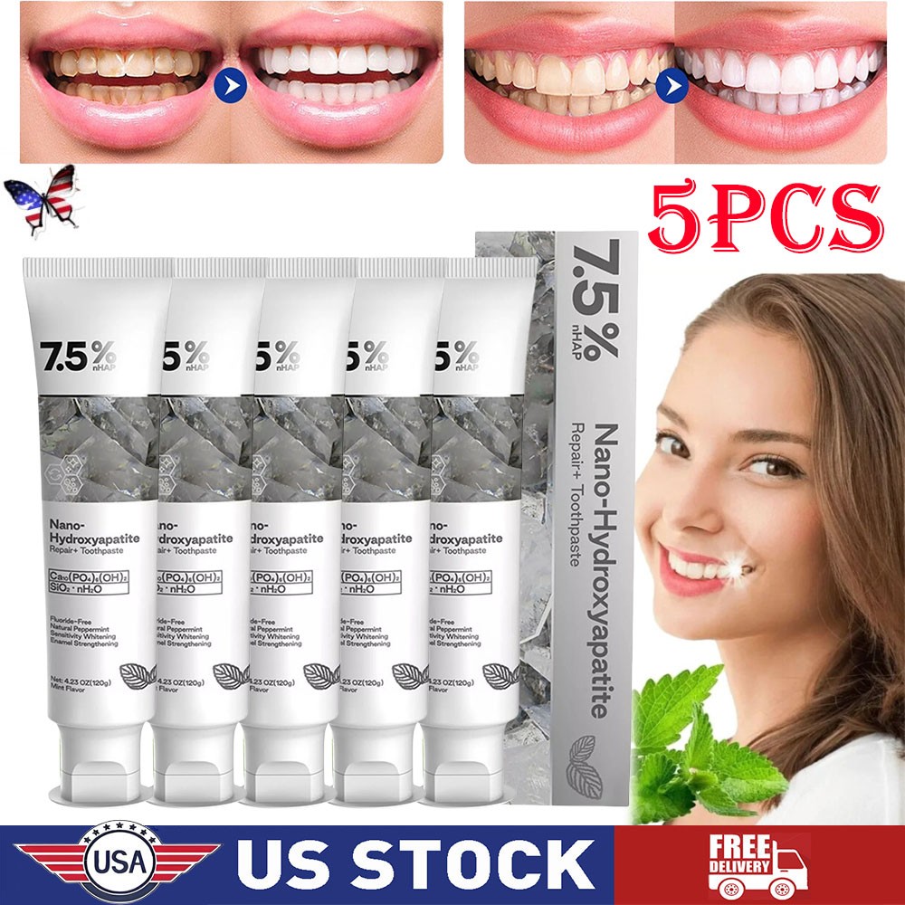 5x 7.5% Hap Nano-Hydroxyapatite Toothpaste Remove Deep Clean For Sensitive Teeth