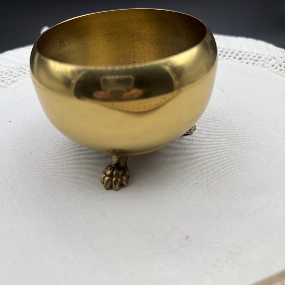 VTG Solid Brass Open Salt Cellar With Claw Feet