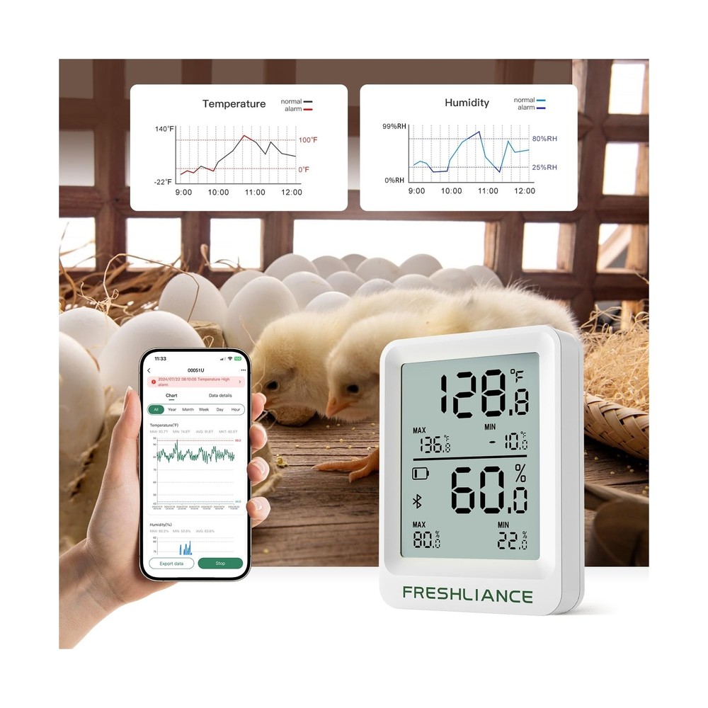 Bluetooth Temperature Humidity Data Logger Recorder, Refrigerator Freezer The...