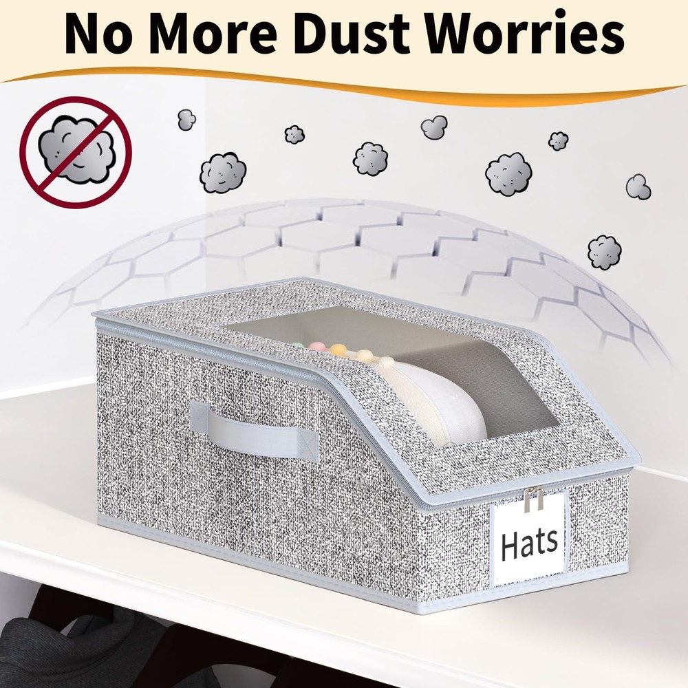 3 Pack Stackable Hat Organizer for Baseball Caps, Hat Storage with Clear Wind