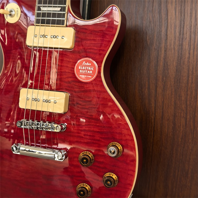 Red Flamed Maple Top Electric Guitar Solid  Body P-90 Pickups Chrome Hardware