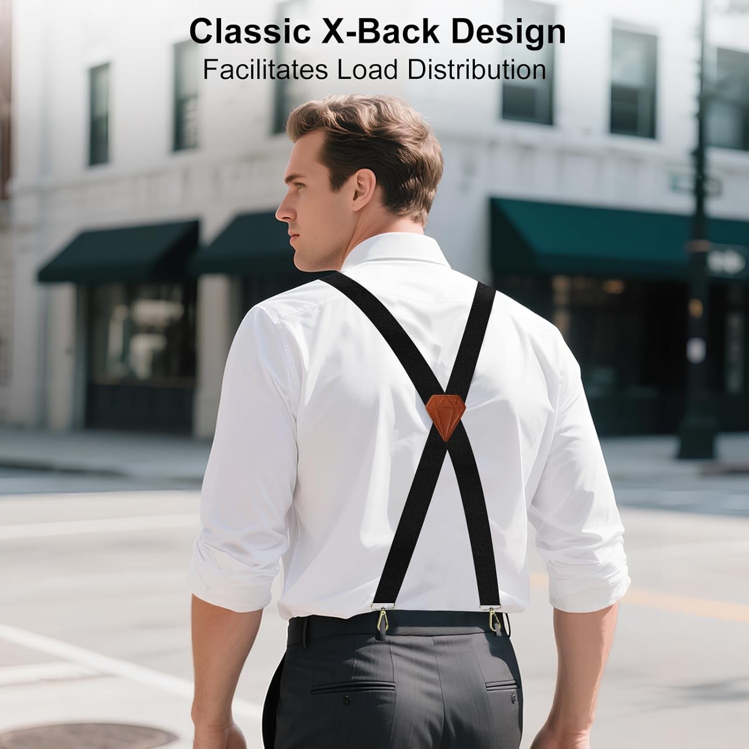 Suspenders for Men Heavy Duty, X Back Hidden Suspender 1.5" Under Clothing