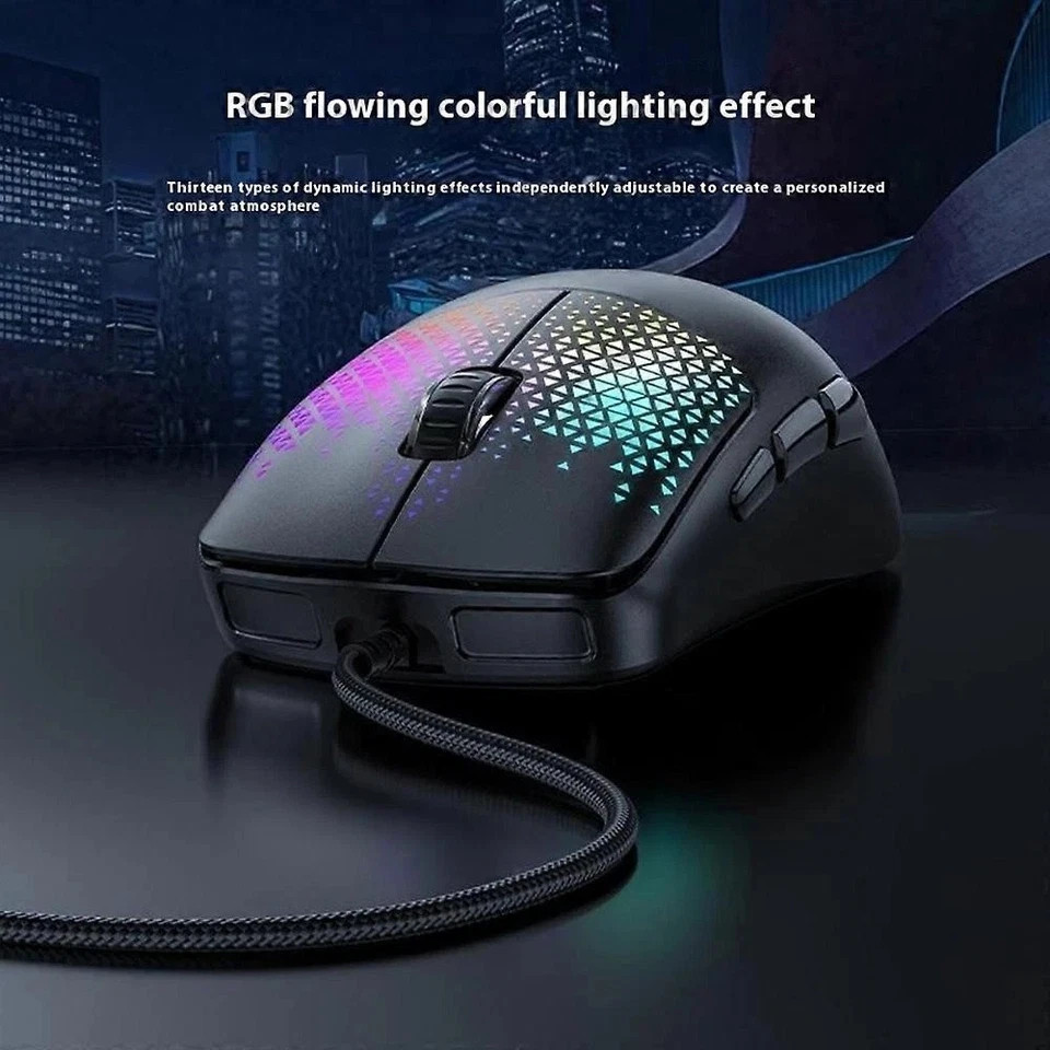 RGB Gaming Mouse Wired 7200 DPI 7 Programmable Buttons Optical PC Laptop
