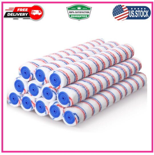 12 Pcs Paint Roller Covers Bulk Microfiber Refill Roller 18 Inch 1/2 Nap
