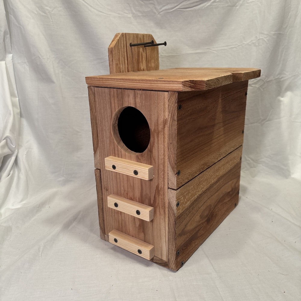 Solid Cedar Backyard Squirrel House Nesting Box - Wooden Wildlife Box- Large