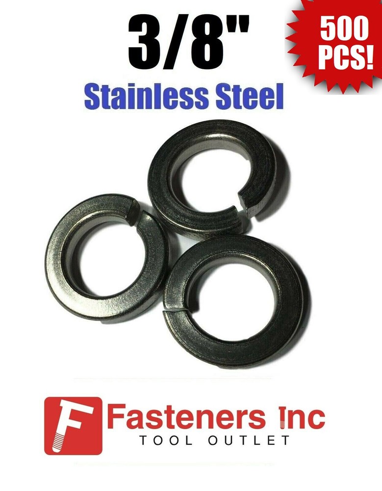 (Qty 500) 3/8" Stainless Steel Regular Split Lock Washers Type 18-8