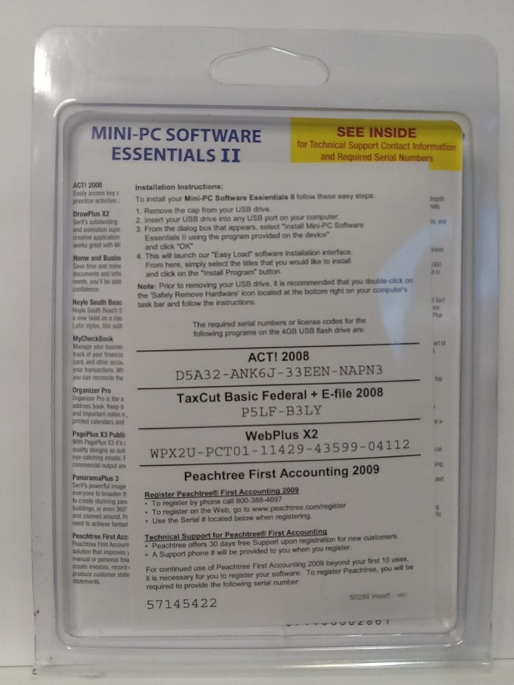 Mini-PC Software Essentials II - 17 Programs on 1 USB Drive New 4 GB