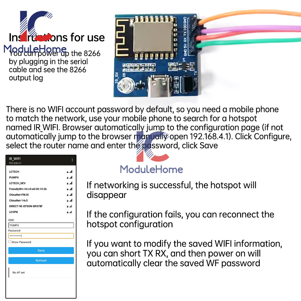 Type-C ESP8266 ESP-12F Development Board NEC Directive WIFI Transmission Module