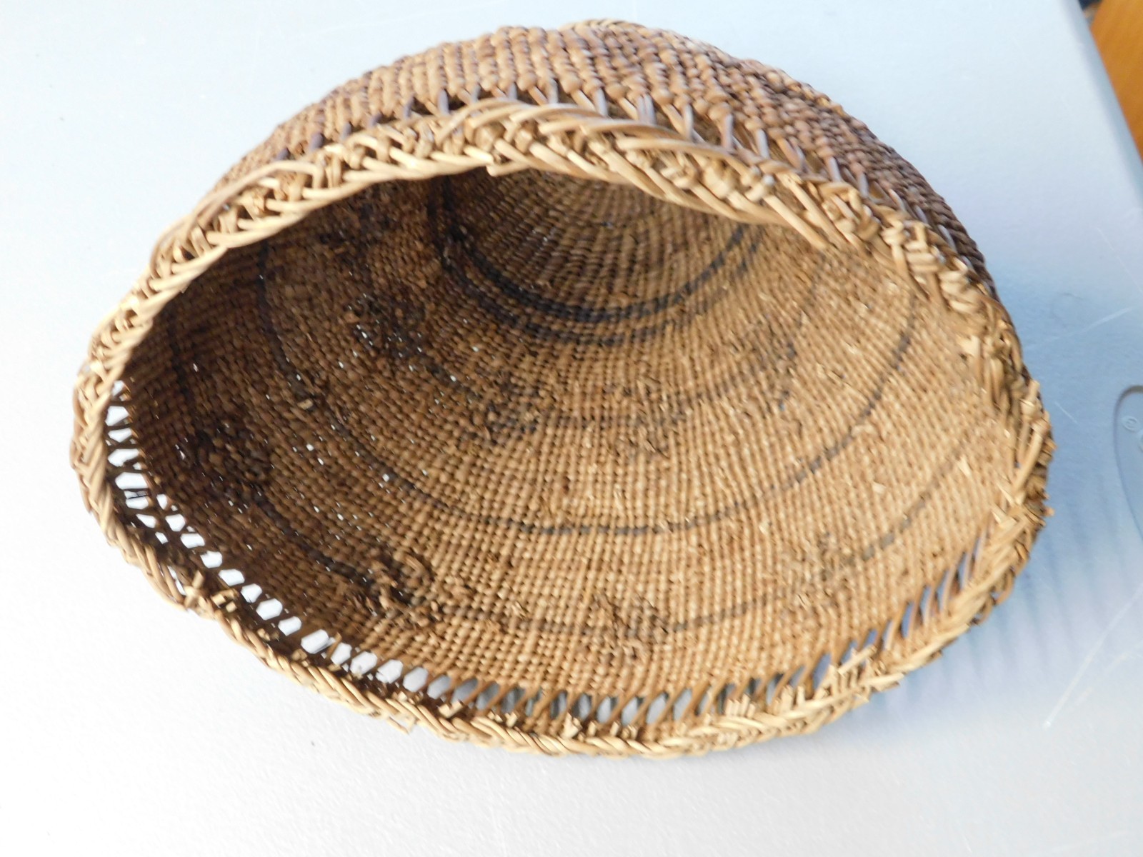 “Antique Washoe Native American burden basket Great Basin twined carrying 19th c