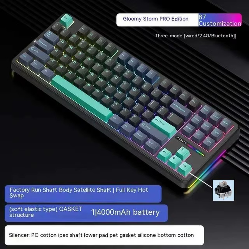 F87Pro Mechanical Keyboard 2.4G/Usb/Bluetooth Tri Mode Wireless 87 Key 5 Layer S