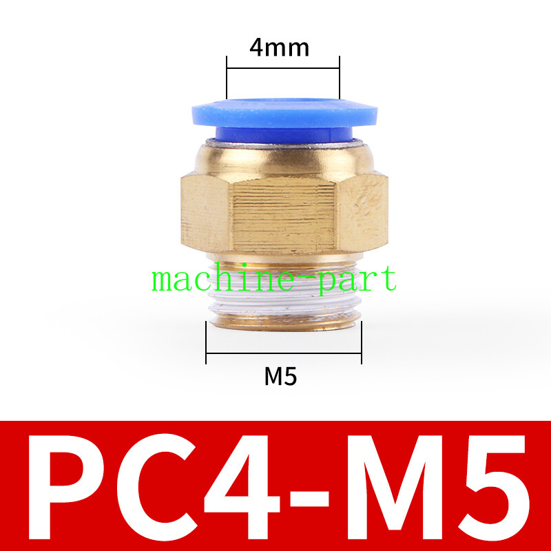 2PC PC4 PC6 PC8 PC10 PC12 PC14 PC16 Pure Copper External Thread Quick Connector