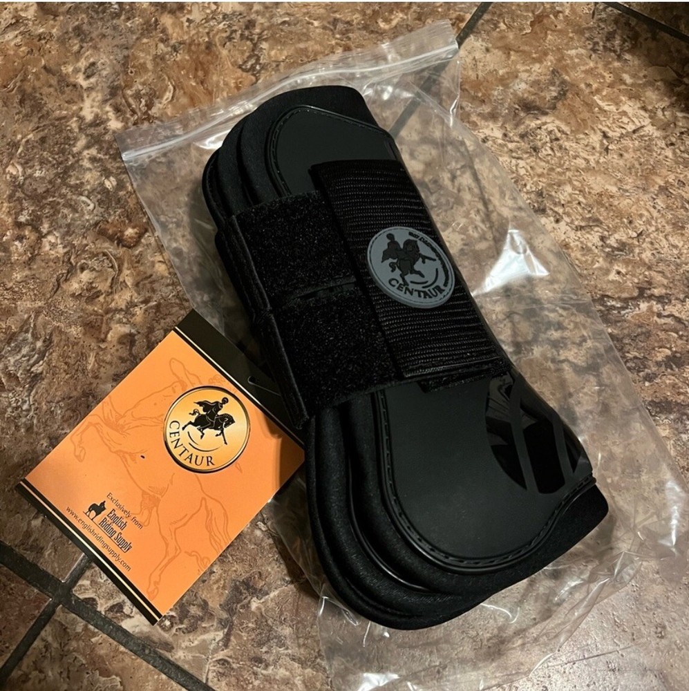 NWT Centaur Open Front Tendon Boots, Horse Black Pair