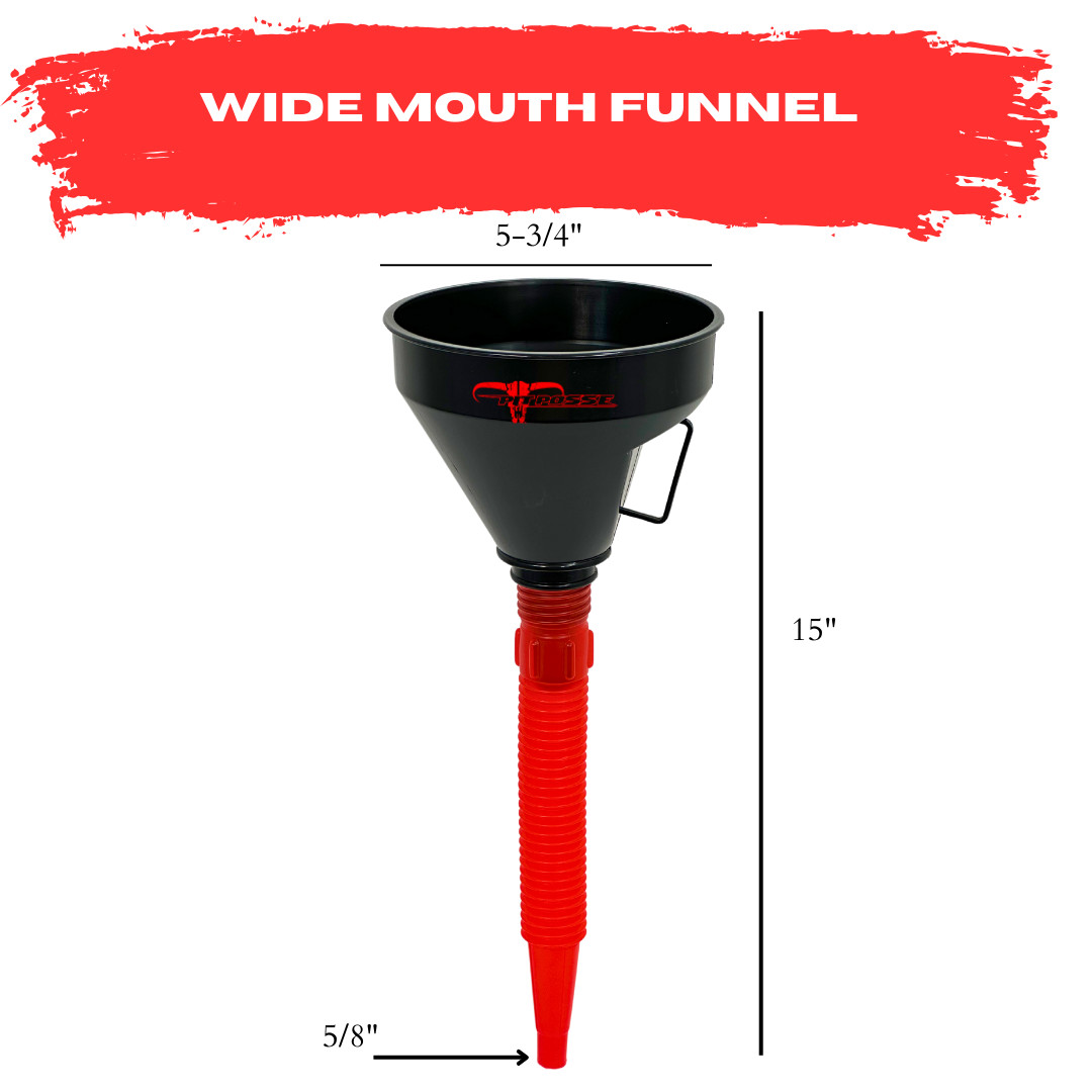 Pit Posse Automotive Funnel Oil Change Large Wide Mouth Flex Flexible Spout