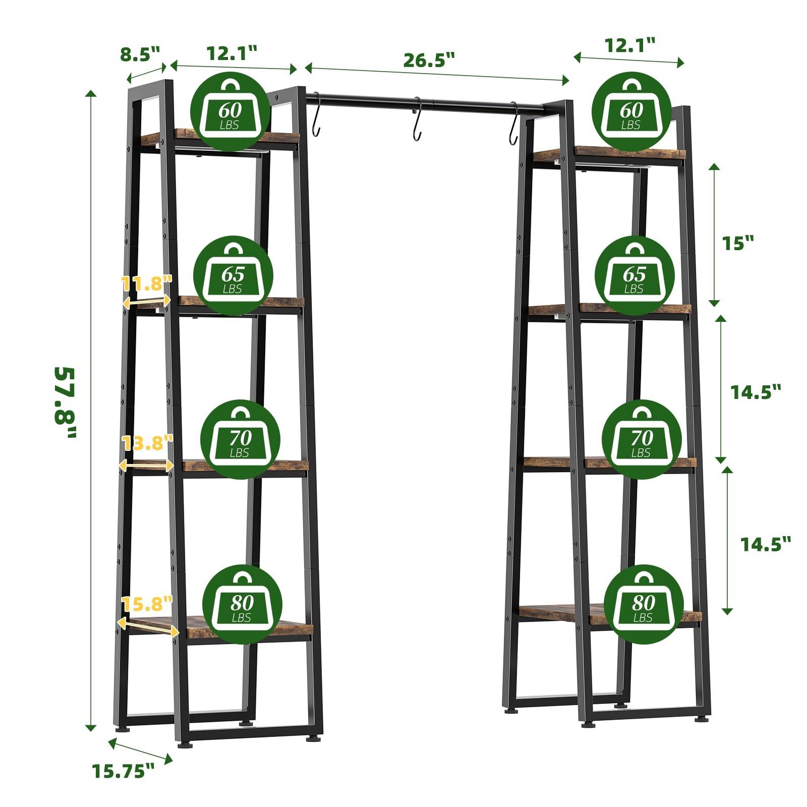Plant Stand Indoor with Grow Lights, 4 Tier Large Hanging Plant Shelf for Pla...
