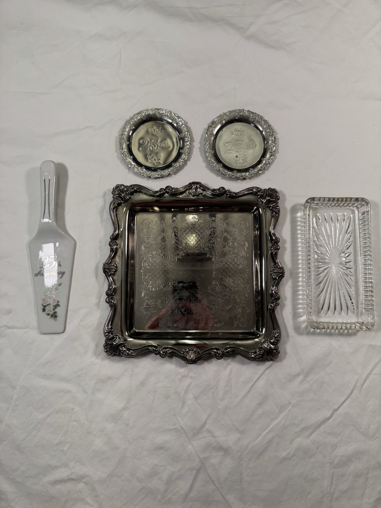 25th Anniversary Serving Set – Tray, Plates, Cake Server