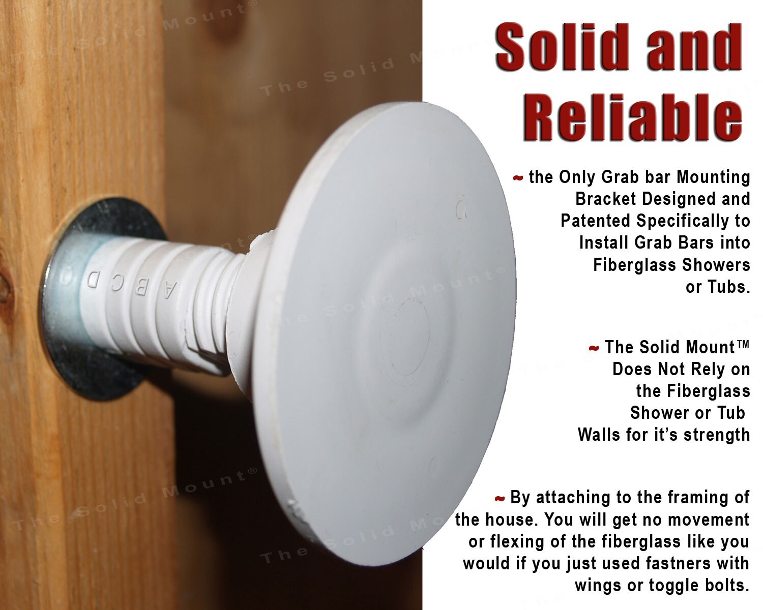 Grab Bar Mounting Kit for Fiberglass Showers ~ The Solid Mount®