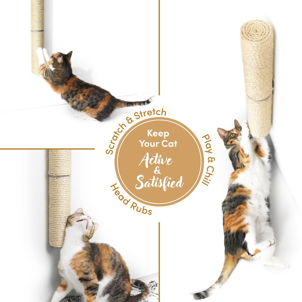 18" Compact Wall Mounted Cat Scratcher Sisal Scratching Post