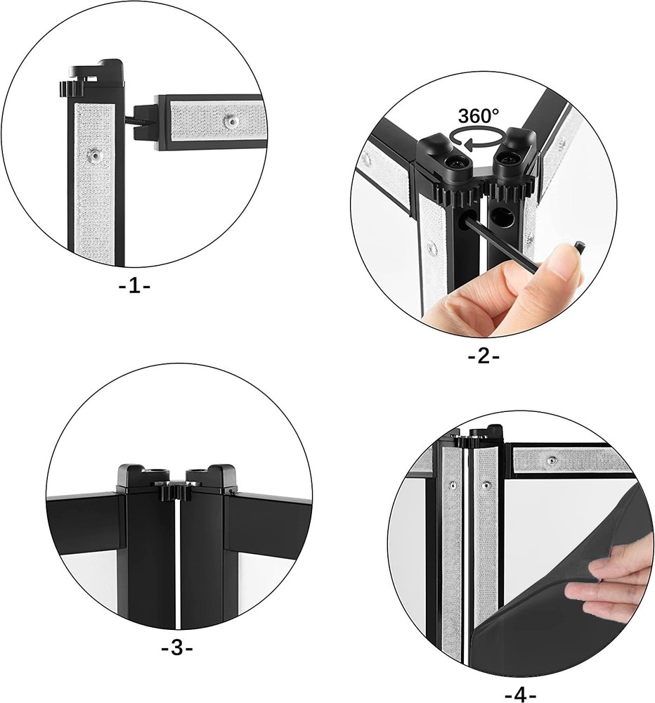 PRORECK 4-Panel DJ Facade Black White Scrims Foldable Metal Event Booth Carry Ca