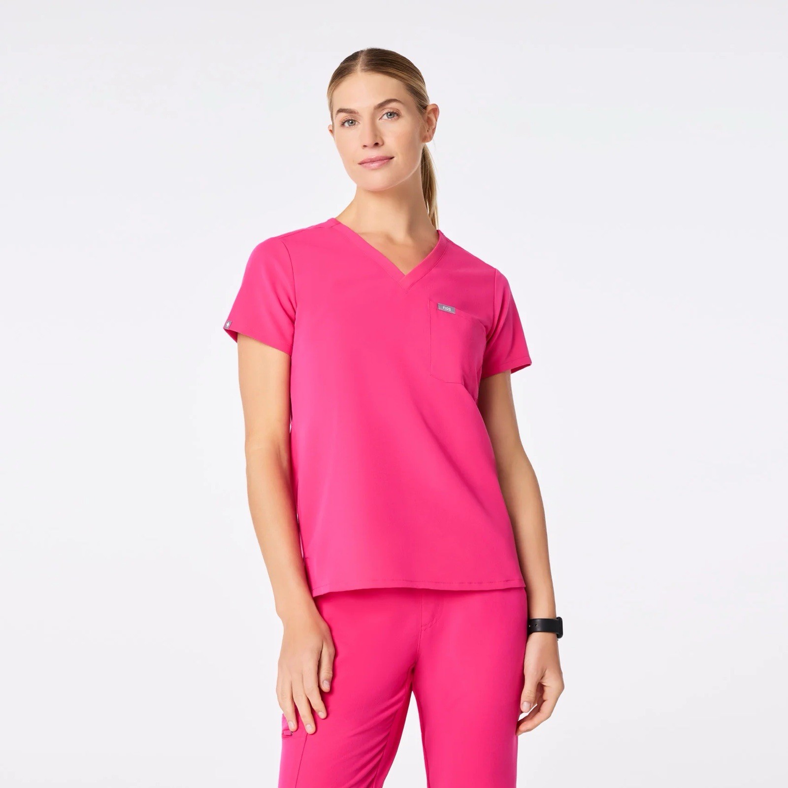 FIGS Catarina Scrub Top Zamora Joggers Set Small Shocking Pink $94 MSRP