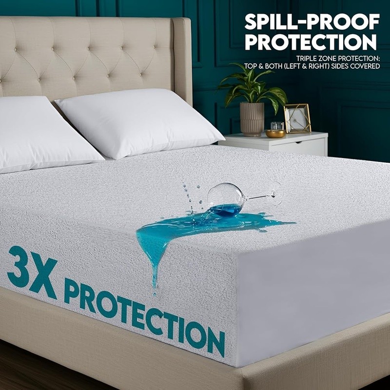 Waterproof Mattress Protector Fitted Soft Breathable Deep Pocket Spill Defense