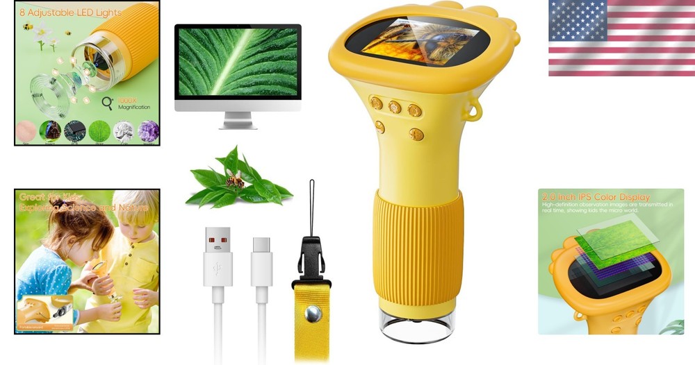 Fun Educational Digital Microscope for Kids - 1000X Magnification & Easy Sharing