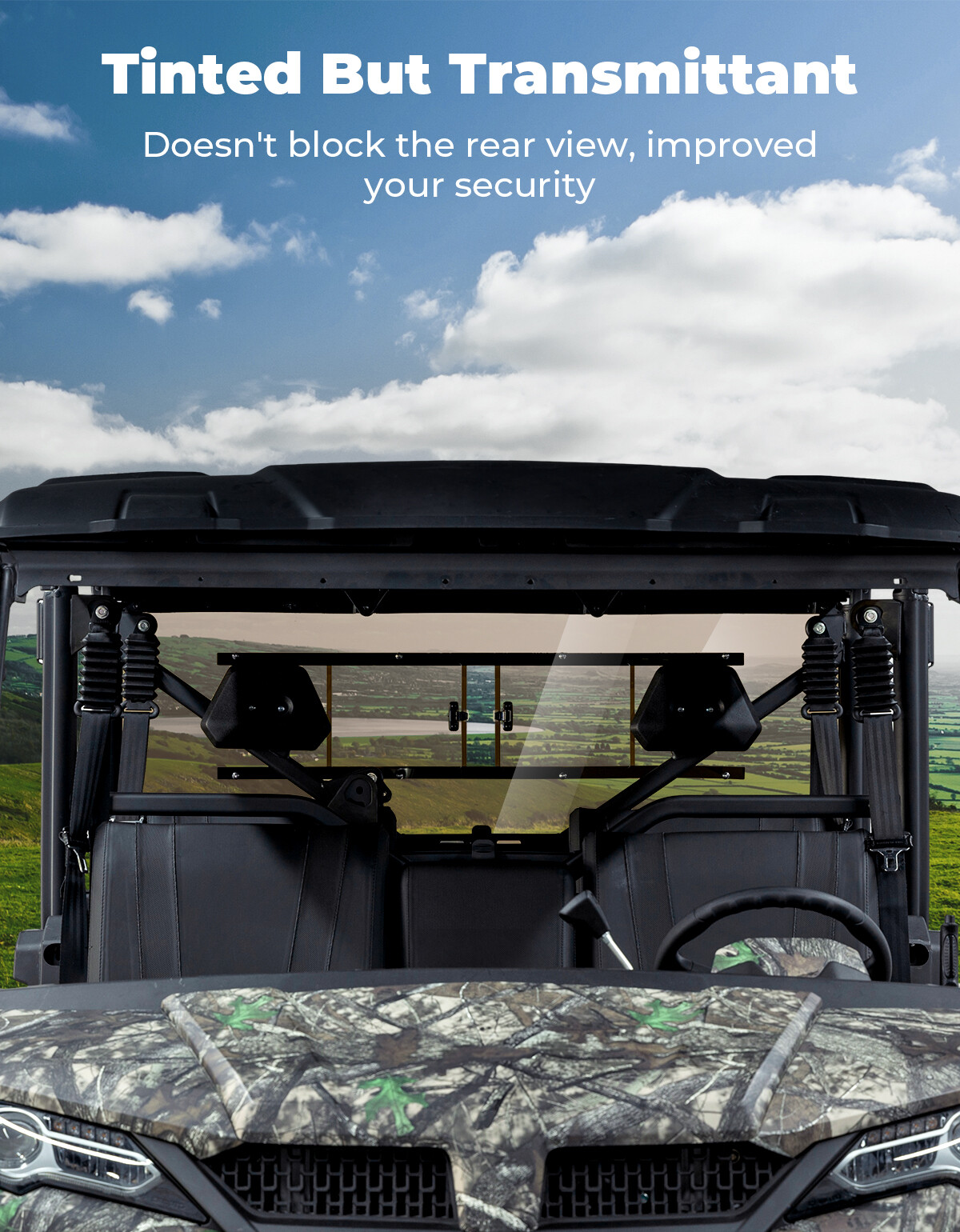 UTV Rear Windshield w/ Sliding Window for 2019-2024 CFMOTO UFORCE 1000/1000 XL