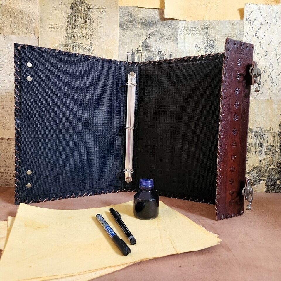 Seven Stone Folder Leather Ring Grimoire Binder Binder Cover Notebook School