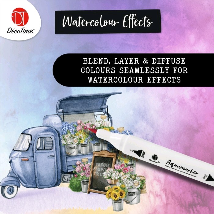 DecoTime Stackable 12 Professional Aquamarkers - Dual Tip Water Based - Various