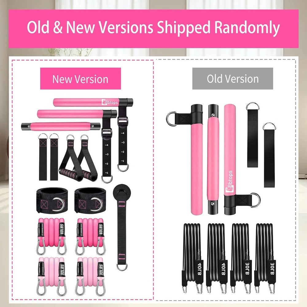 Pilates Bar Kit with Resistance Bands,Pilates Bar with Stackable Bands Workou...