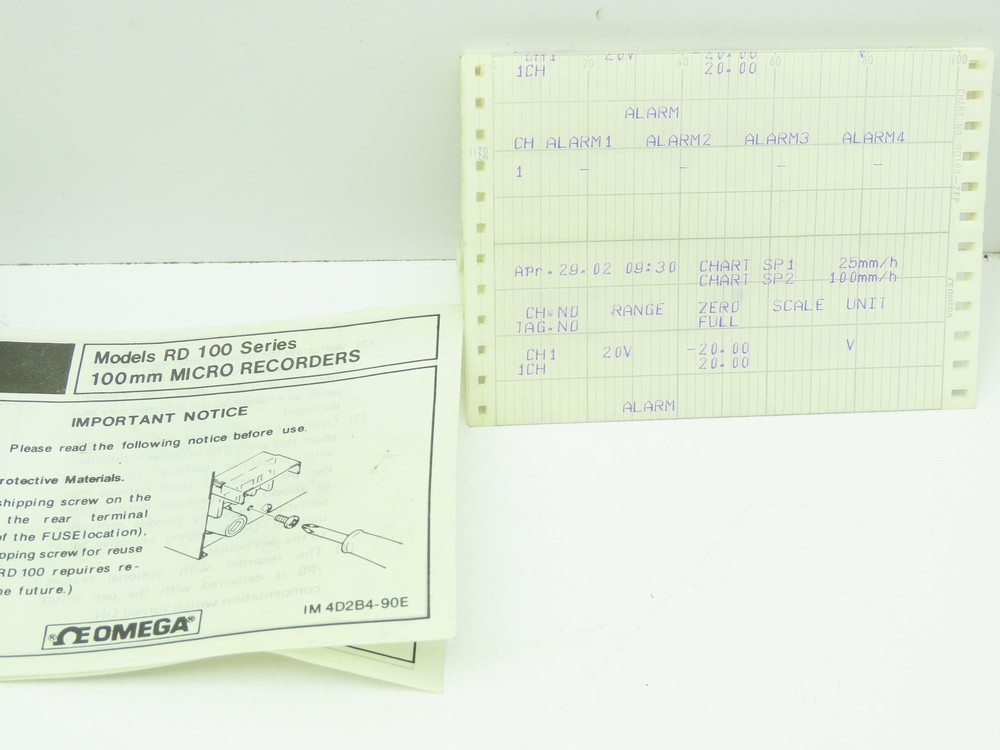 Omega RD100 Programmable Chart Recorder 100mm 115V