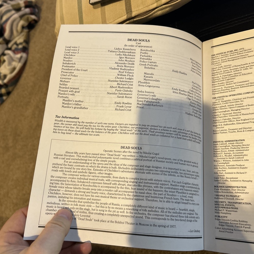 Rodion Shchedrin Dead Souls Original Moscow Opera Script 1980 Two Scripts & More