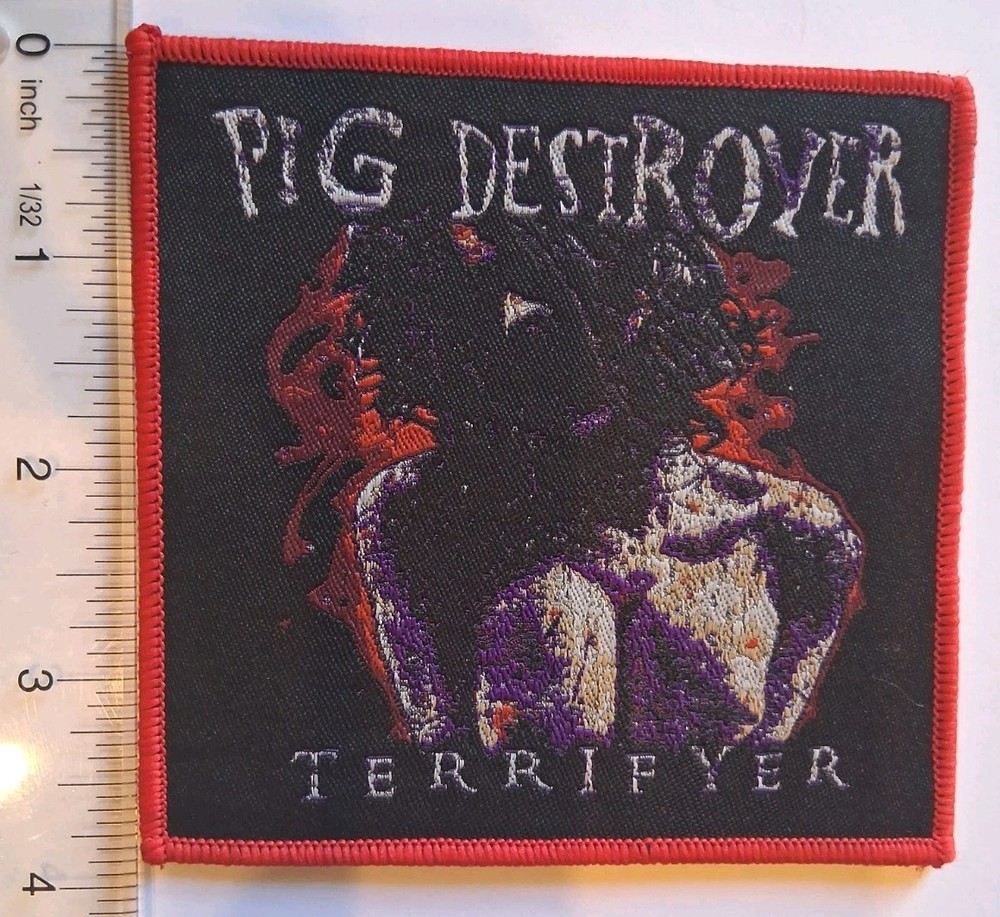 Pig Destroyer Terrifyer Red Border Woven Patch