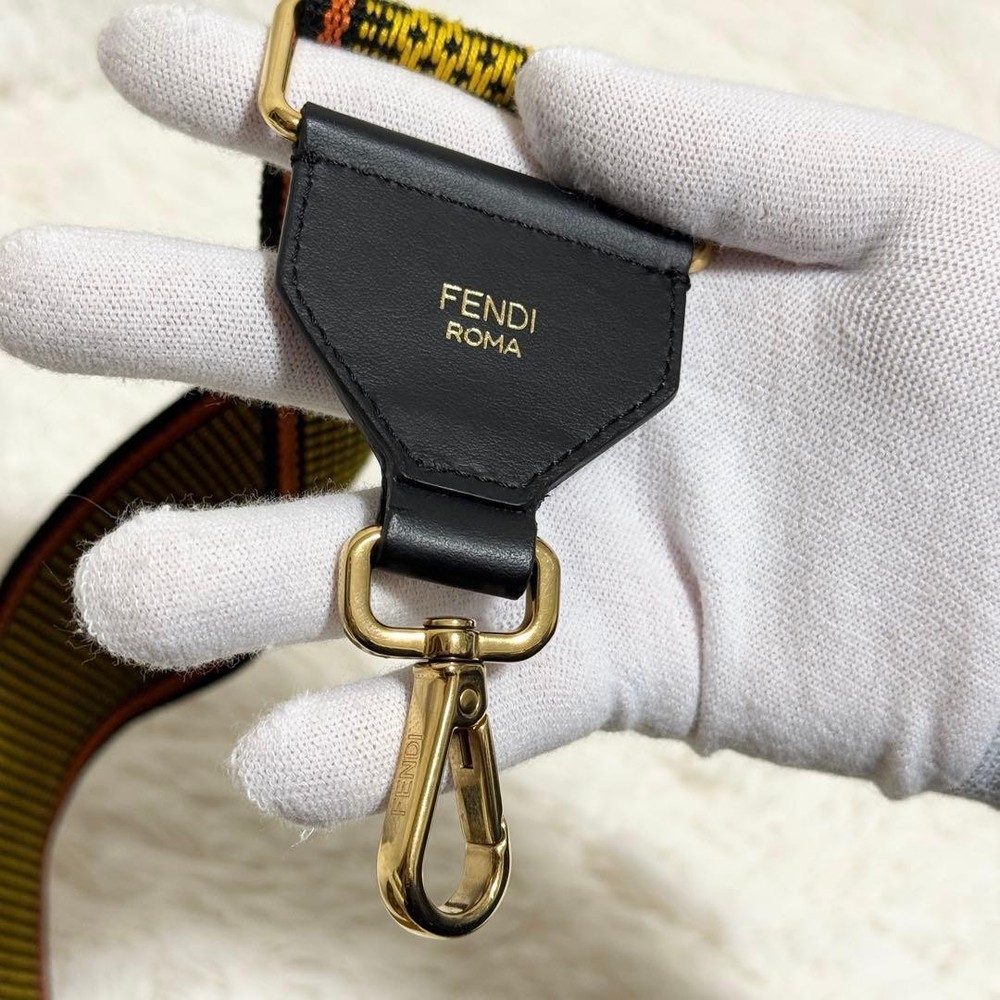 Fendi Strap You Shoulder Strap Multicolor Logo Leather Canvas