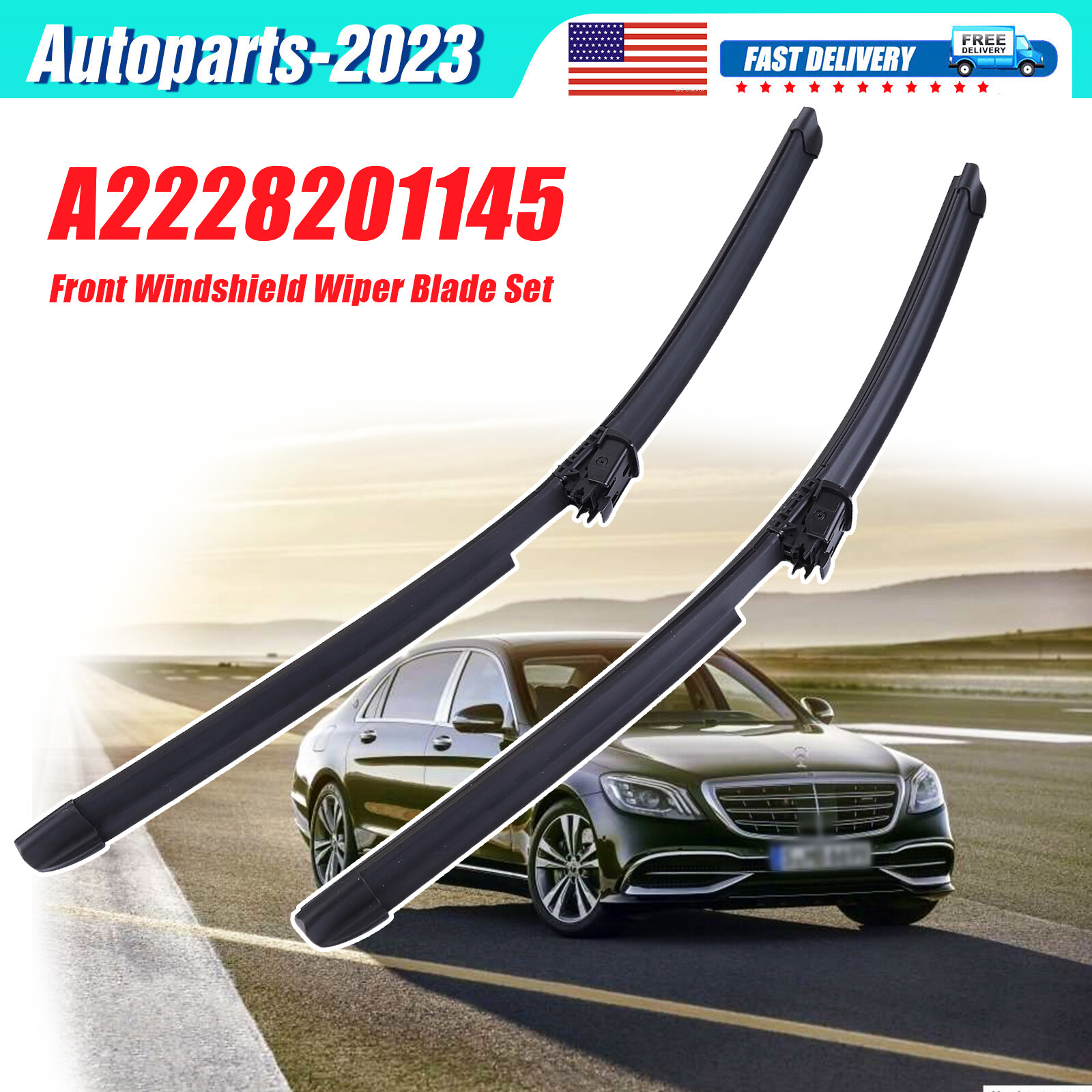 Front Windshield Wiper Blade Set For Mercedes W222 Maybach S550 14-20 2228201145