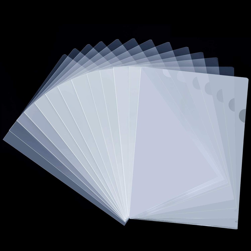 WOT I Plastic Clear Document Folders - 60PCS, L-Type Folders Copy Safe Projec...