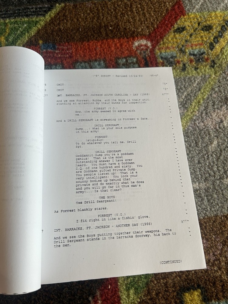 Forrest Gump Produced Sample Script 1993 Third Draft With Revisions