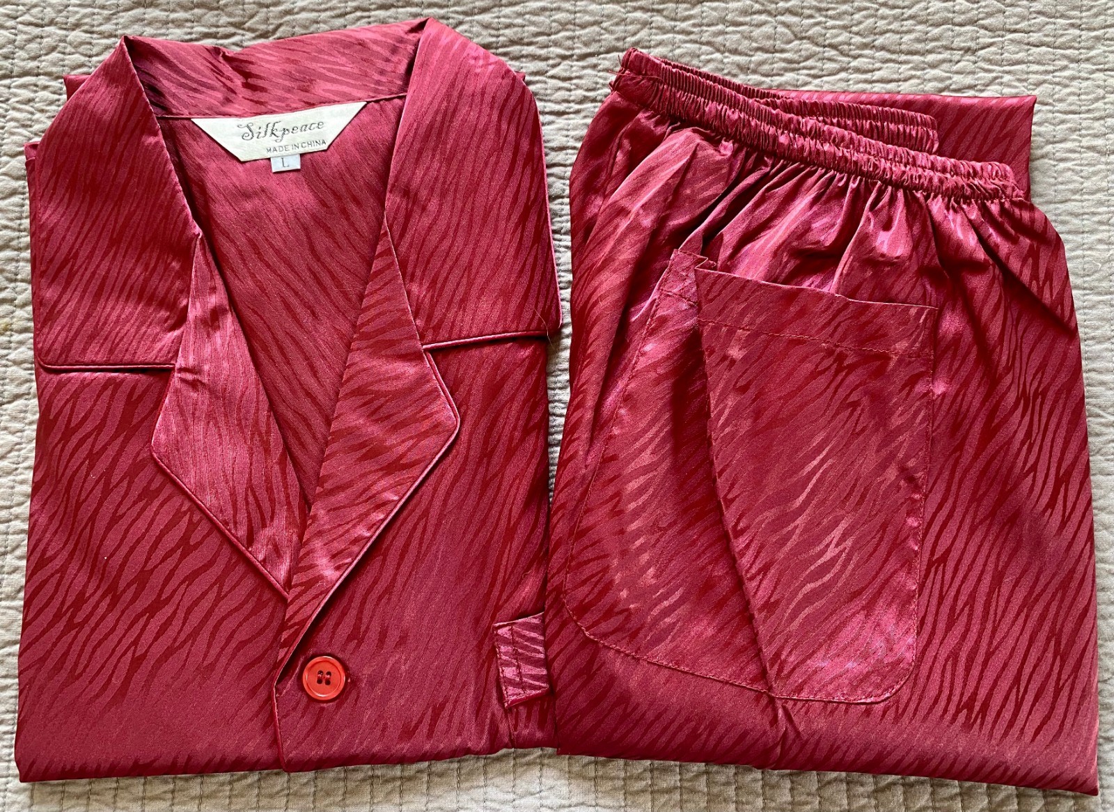 Silkpeace  FREE SHIP USA  Mens Satin Silk Pajamas Set Shirt Lounge Pants POCKET