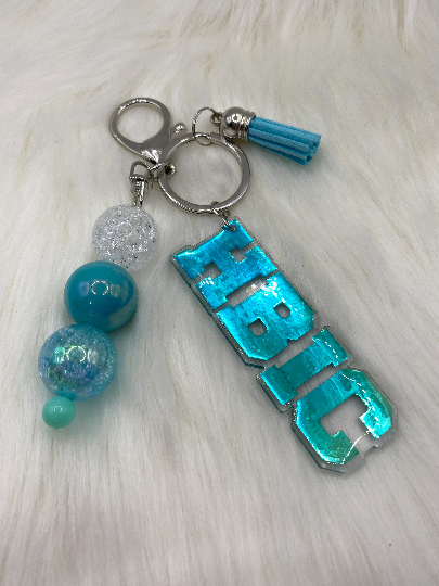 Bitch and HBIC Keychains with Bubblegum Beads