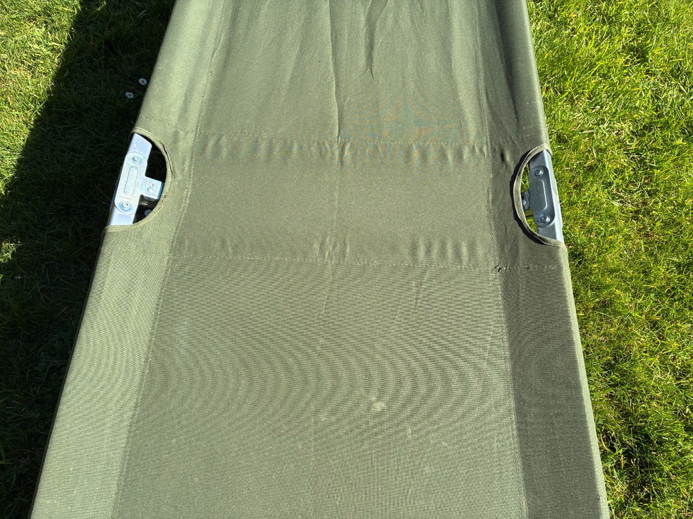 British Army Issue Folding Cotbed complete with Zipped Carry Bag.