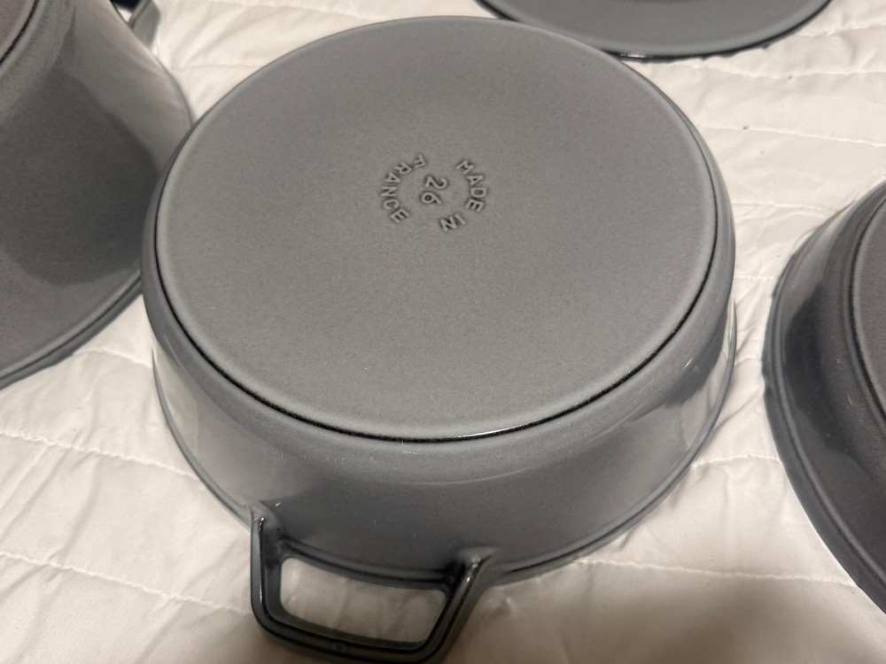 Staub Cast Iron, 5 qt, Round, dutch oven, 4-pc Stackable Set.
