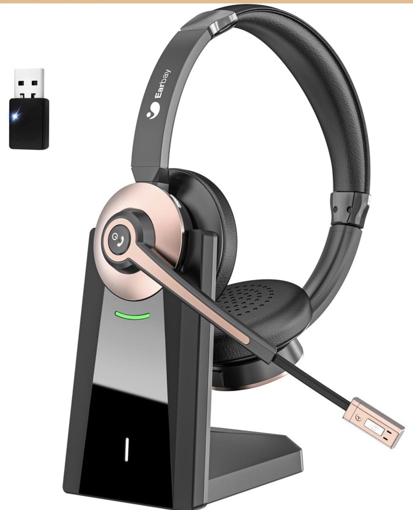 Earbay BT786C-D Wireless Bluetooth USB Headset Boom Mic Base Charging